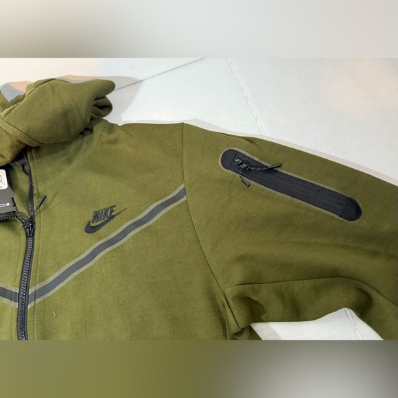 Nike Tech Fleece Hoodie Olive Green Full Zip Sportswear CU4489-326 Men SZ Small - Picture 5 of 11